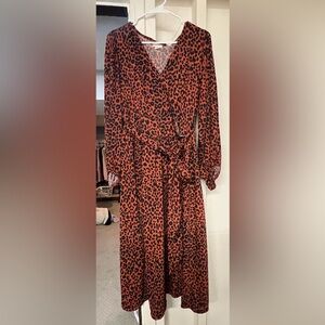 Women’s Ava & Viv animal print long sleeve wrap dress, size XXL, NWOT